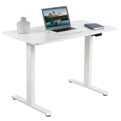 VIVO DESK-E144 44" White Height Adjustable Workstation Electric Sit Stand Desk